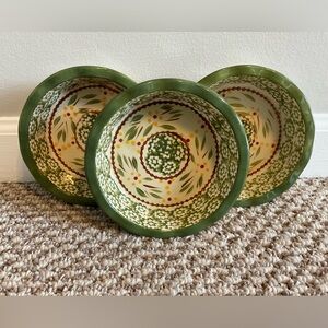 Temp-Tations by Tara Old World Green Scalloped Edge 5” Ramekins - Set of 3